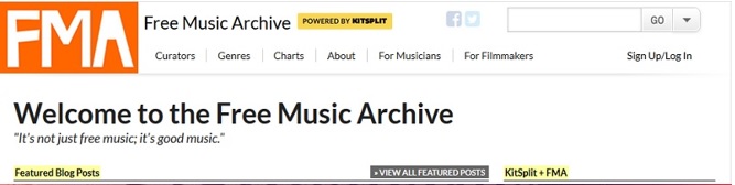 pantalla pagina principal freemusicarchive