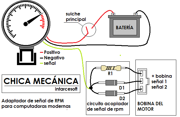 diagrama para conectar tacometro de 3 cables a motor moderno